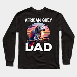 African Grey Parrot Dad Funny Vintage Timneh Grey Men Long Sleeve T-Shirt